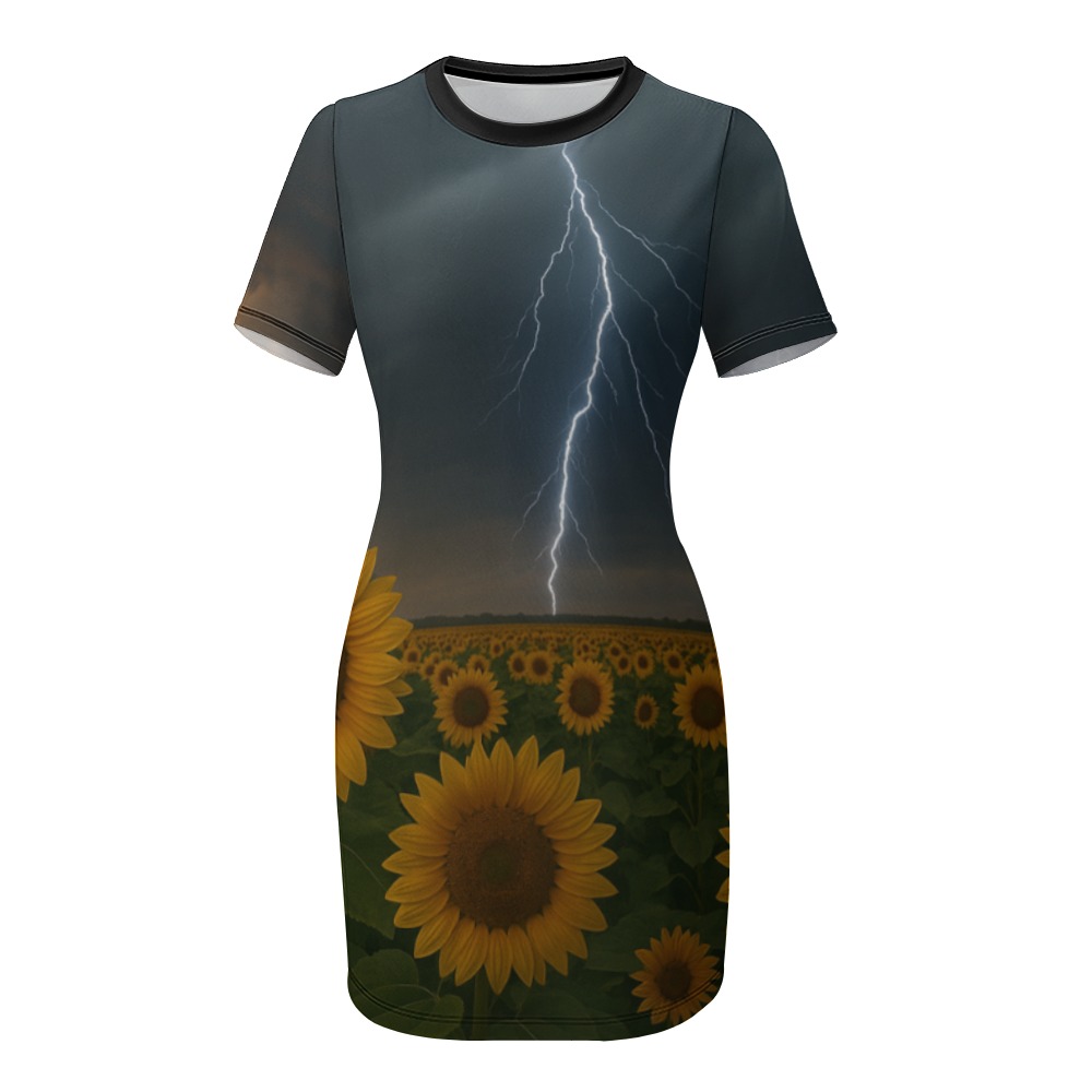 White Crew Neck Short Sleeve Dress - Image 7